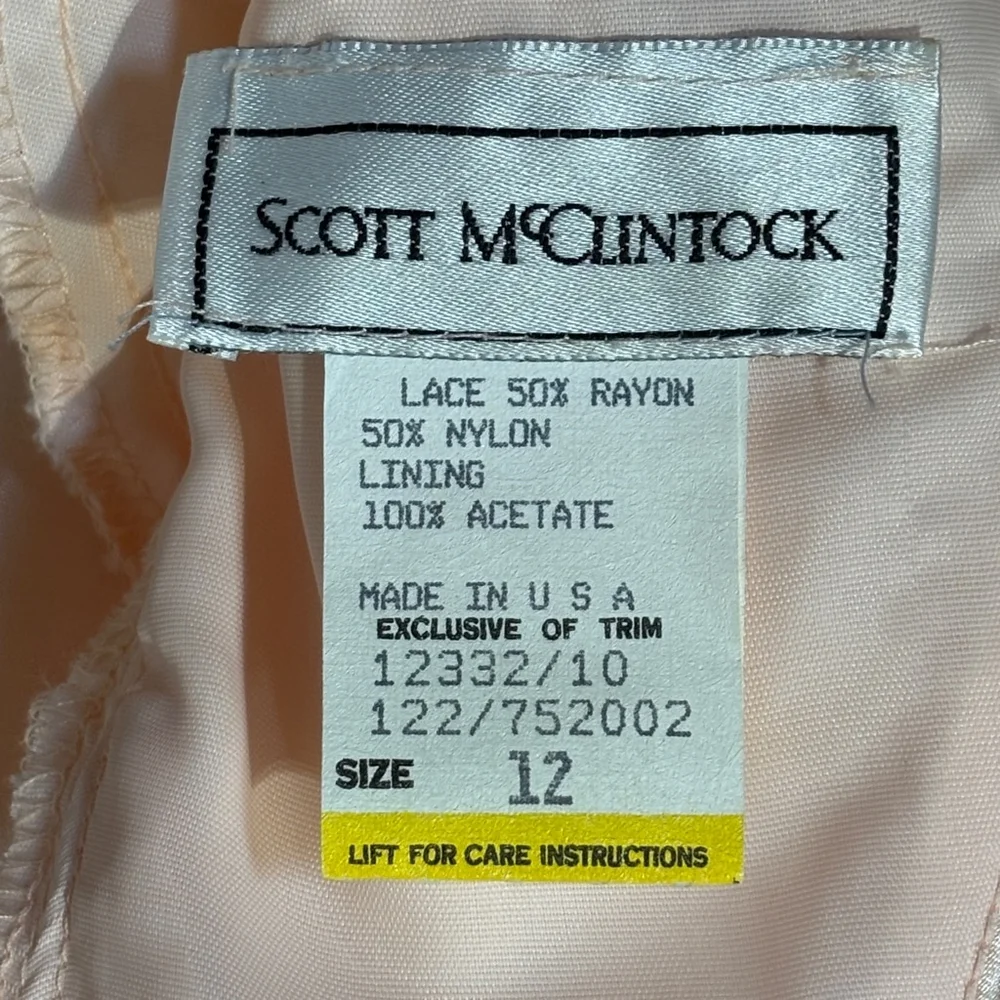 Vintage Scott McClintock Dress Women’s Size 12 Pink Lace Peplum Back Zipper - Picture 13 of 15